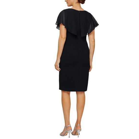 NWT SL Fashion Plus V-neck With Popover Sheer Details Sheath Mini Dress - Picture 4 of 9
